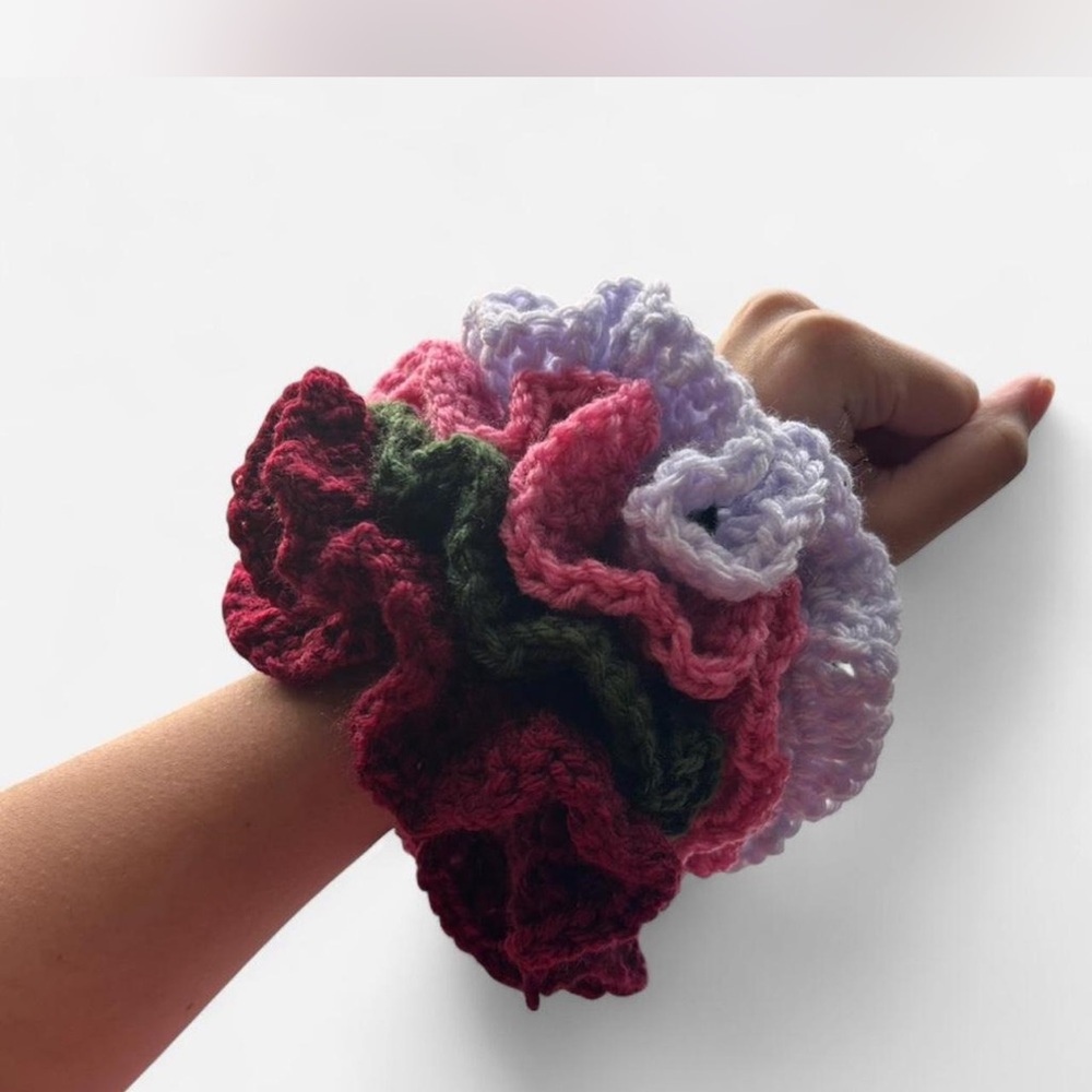 Handmade Colorful Crochet Scrunchies Set